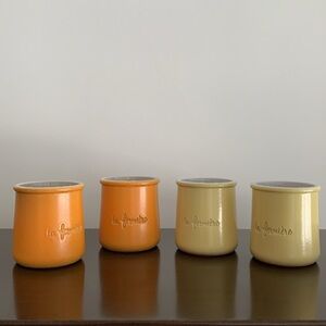 La Fermiere Glazed Terra Cotta Mini pots- 2 Orange 2 Yellow